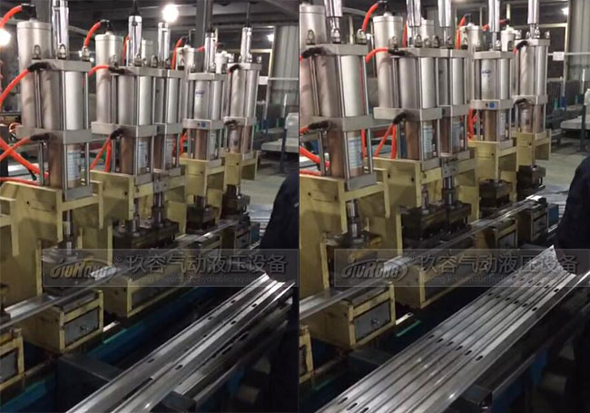 力行程可調(diào)氣液增壓缸在鋁型材沖孔加工上的應(yīng)用場景圖 力行程可調(diào)氣液增壓缸在鋁型材沖孔加工上的應(yīng)用場景圖