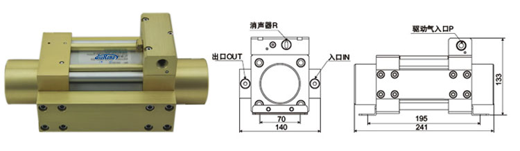 單驅(qū)動頭雙作用氣液增壓泵外形尺寸 單驅(qū)動頭雙作用氣液增壓泵外形尺寸