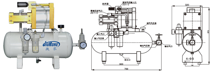 5倍氣體增壓閥JRN-C-L5-E型外形尺寸 5倍氣體增壓閥JRN-C-L5-E型外形尺寸